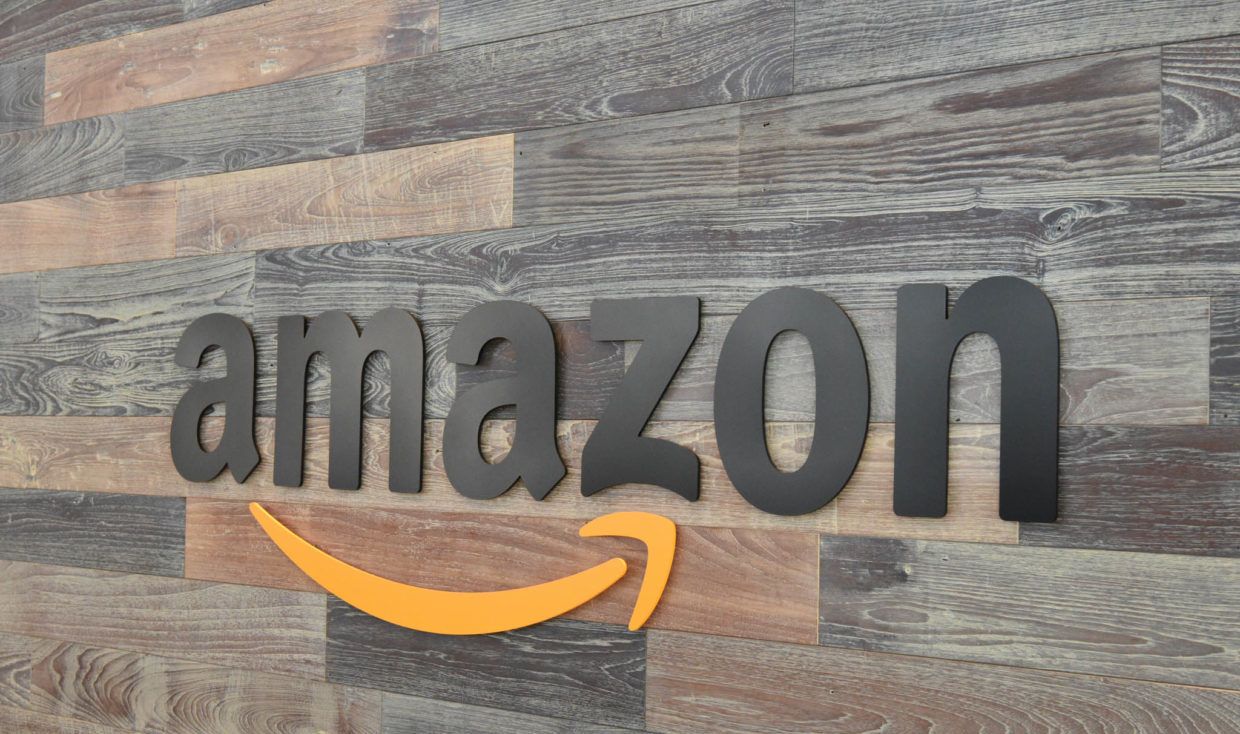 Amazon Logo on a Wooden Wall
