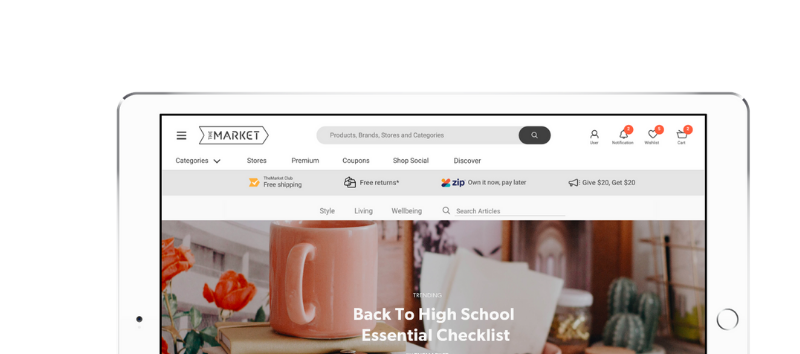 The Market Website On a Laptop Screen